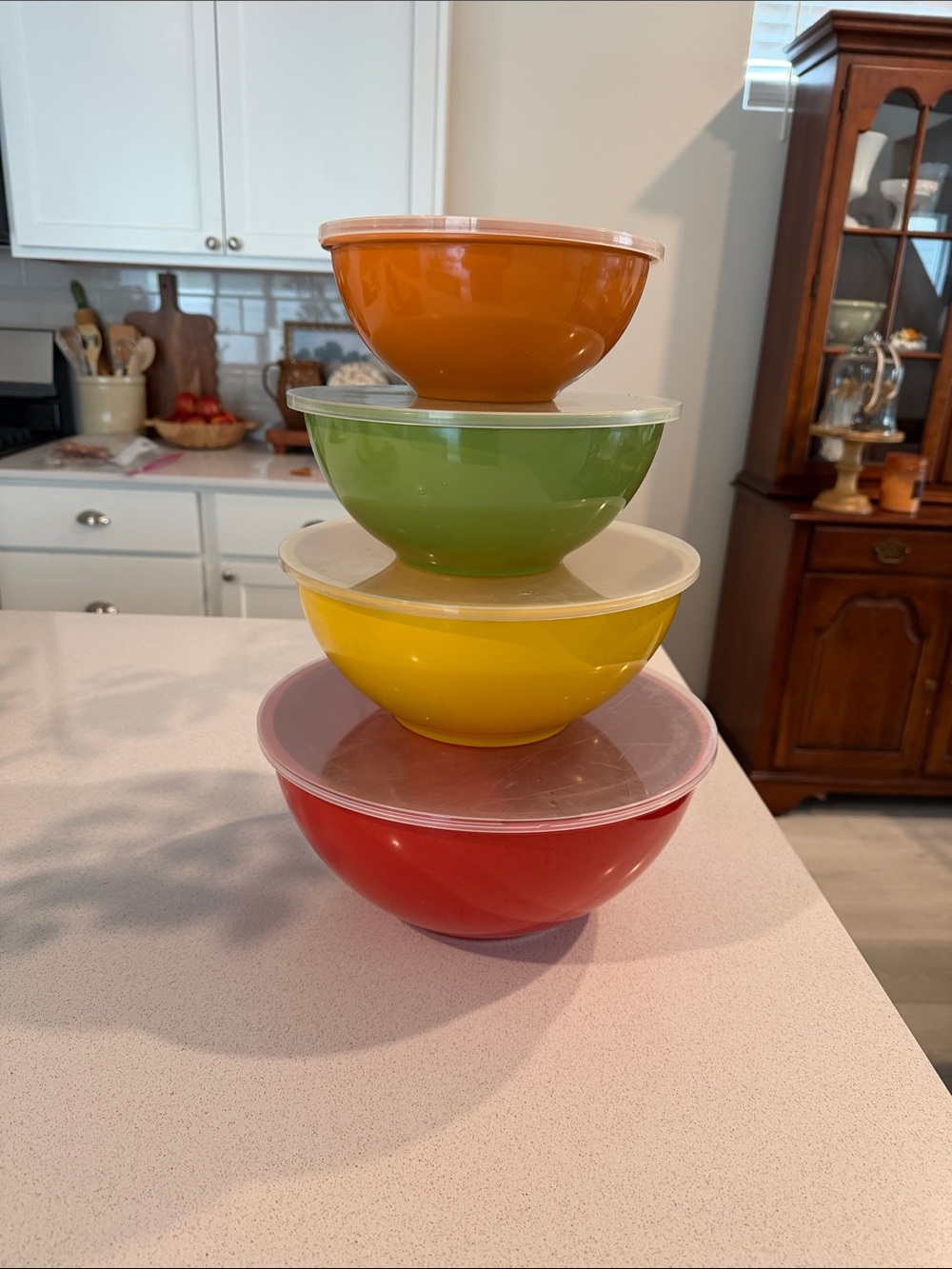 Martha Stewart Stackable Mixing Bowls with Lids - Red, Yellow, Green, Orange